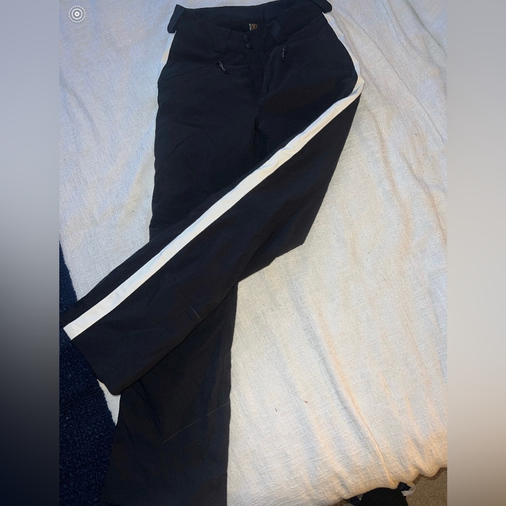 BOGNER FIRE + ICE BLACK SKI PANTS WITH WHITE STRIPE.  Size 6/size small